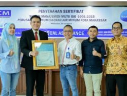 PDAM Makassar Kantongi Sertifikat ISO 9001:2015, Bukti Pelayanan Kini Berstandar Global