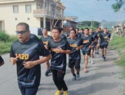 Jaga Kebugaran Tubuh, Personel Kodim 1420/Sidrap Laksanakan Senam dan Lari Aerobik
